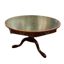 Load image into Gallery viewer, 30"H x 48"Dia Kittinger Mahogany Green Leather Top Game Table refinished by Tonawanda Woodworks
