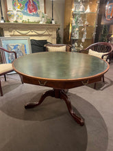 Load image into Gallery viewer, 30"H x 48"Dia Kittinger Mahogany Green Leather Top Game Table refinished by Tonawanda Woodworks

