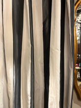 Load image into Gallery viewer, 49"W x 95"L PAIR of Satin Black &amp; White Stripe Drapes Imperfect

