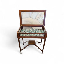 Load image into Gallery viewer, 26" x 16" x 29" H Edwardian Antique Display Table w/ Hand Made Custom Fabric Lining
