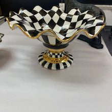 Load image into Gallery viewer, 7.5" MacKenzie Childs Courtly Check Compote Bowl
