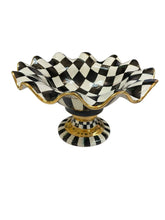 Load image into Gallery viewer, 7.5" MacKenzie Childs Courtly Check Compote Bowl
