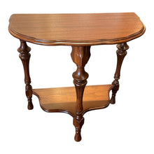 Load image into Gallery viewer, 24"W x 11.75"D x 23"H Vintage Scalloped Demilune Table refinished by Tonawanda Woodworks
