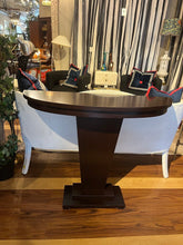 Load image into Gallery viewer, 42"L x 12"D x 34"H Enitial Lab Vallerio Cappuccino Demilune Hall Table As-Is
