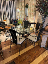 Load image into Gallery viewer, 48"Dia x 30"H Glass &amp; Metal Scroll Garden Set w/ 4 chairs

