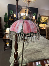 Load image into Gallery viewer, 64"H Vintage Victorian Style Floor Lamp w/ Slag Glass Shade w/ Crystals
