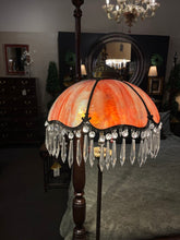 Load image into Gallery viewer, 64"H Vintage Victorian Style Floor Lamp w/ Slag Glass Shade w/ Crystals
