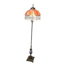 Load image into Gallery viewer, 64"H Vintage Victorian Style Floor Lamp w/ Slag Glass Shade w/ Crystals
