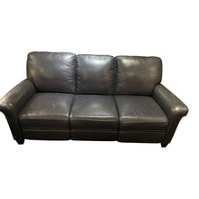 Load image into Gallery viewer, 85"W x 40"D x 39"H BASSETT Club Level Dixon Navy Power Reclining Sofa Full Grain Leather
