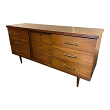 Load image into Gallery viewer, 59.75" L x 18" D x 30" H MCM Walnut Dresser with Mirror(40" x 28")
