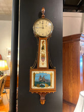 Load image into Gallery viewer, Waltham Banjo Wall Clock w/ Reverse Glass Painting circa 1929
