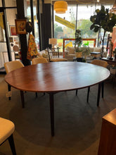 Load image into Gallery viewer, 6'L x 18"D (6'Dia Open) MCM Walnut Drop Leaf Table Imperfect

