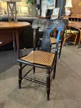 Load image into Gallery viewer, 33"H x 15"D x 16"W 19th Century Georgian Baltimore Ebonized &amp; Painted Cane Chairs PAIR
