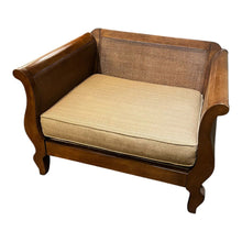 Load image into Gallery viewer, 44.5"W x 35"D x 30"H Bernhardt Cane &amp; Walnut Oversized Chair w/ 3 Pillows
