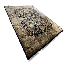 Load image into Gallery viewer, 9'4" x 12'4" Black &amp; Ivory Hand Knotted Silk Area Rug
