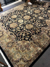 Load image into Gallery viewer, 9'4" x 12'4" Black &amp; Ivory Hand Knotted Silk Area Rug
