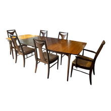 Load image into Gallery viewer, 60"L x 42"W x 29.5"H Kent Coffey Perspecta Dining Table w/ 6 Chairs &amp; 3 Leaves (95.5"L w/ Leaves in) IMPERFECT
