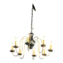 Load image into Gallery viewer, 31"Dia x 19"H Vintage Black &amp; Brass Chandelier (Comes w/ Black &amp; Gold Shades)
