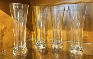 Set of 4 Schumann Blown Crystal Pilsners 15 oz Glasses "Luigi Bormioli"