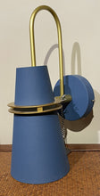 Load image into Gallery viewer, 14.5&quot; Danish Style Blue &amp; Brass Wall Sconce
