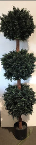 58"H Potted Triple Faux Boxwood Topiary