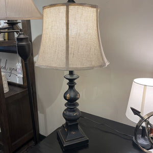 29" Shabby Black Distressed Base Table Lamp