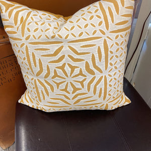 20" x 20" Down Filled Gold & White Cut Fabric Pillow