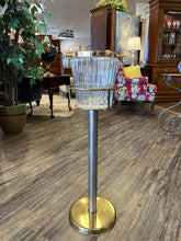 Load image into Gallery viewer, 33&quot; MCM Italian Regency Glass &amp; Brass Ice Bucket &amp; Stand
