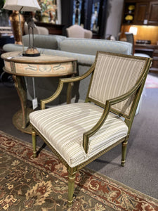 33"H x 22"W x 22"D Vintage Gilded Basil Striped Custom Accent Chair