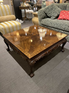 40"Sq x 17"H Drexel Chippendale Mahogany Coffee Table