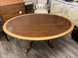 62.5"L x 42.5"D x 30"H Refurbished Kittinger Oval Dining Table w/ Gilt Trim
