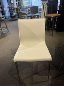 33"H x 18"W x 19"D White Leather Chairs Set of 4 (From 'ROOM')