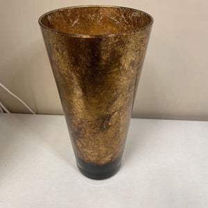 12" Reversed Painted Gold Glass Vase