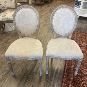 Pair -37" H x 20" W Distressed Upholstered Side Chair